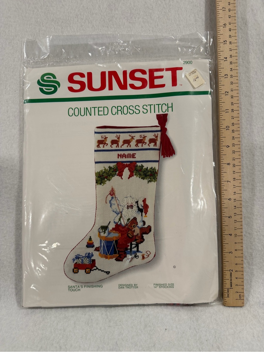 Sunset Counted Cross Stitch Christmas Stocking Kit in White and Red